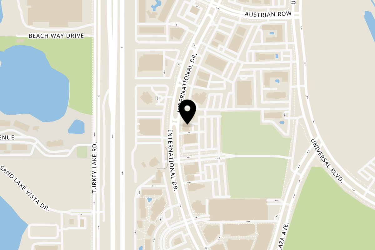 Map showing the location of Capybara Ramen & Sushi Capybara Ramen & Sushi Orlando on 8957 International Dr Ste 401 in Orlando